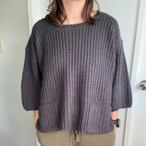 Chunky Knit Cropped 3/4 Sleeve Sweater